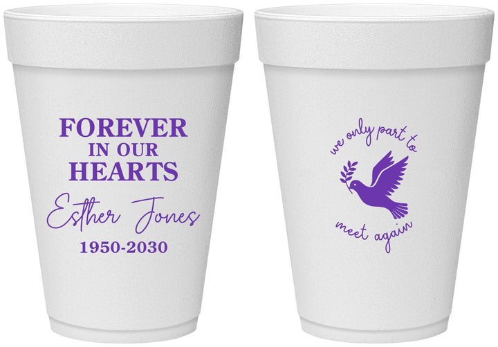 Personalized Memorial 16 oz Foam Cups - Forever In Our Hearts | 310003