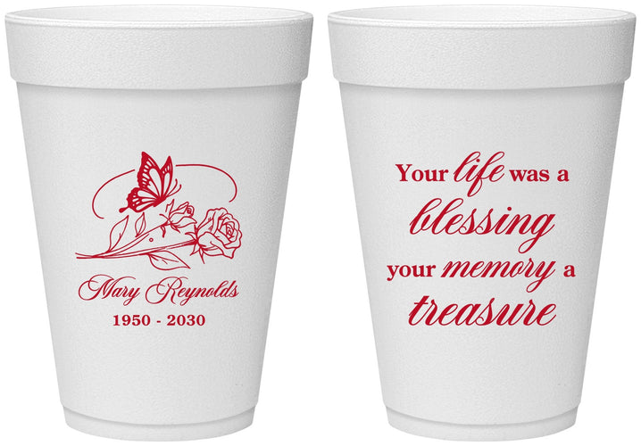 Personalized Memorial 16 oz Foam Cups - Life Blessing Memory | 310005