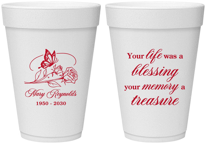 Personalized Memorial 16 oz Foam Cups - Life Blessing Memory | 310005
