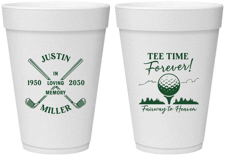 Personalized Memorial 16 oz Foam Cups - Fairway To Heavens | 310007