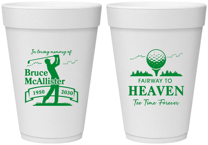 Personalized Memorial 16 oz Foam Cups - Fairway To Heavens | 310008