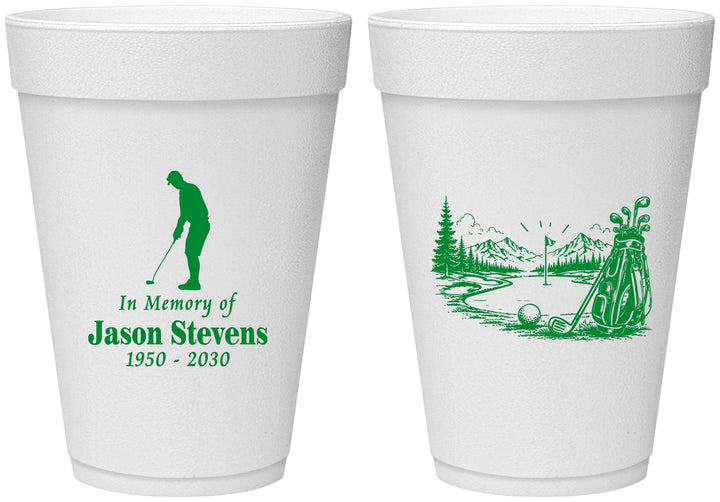 Personalized Memorial 16 oz Foam Cups - Heavens Finest Fairways | 310009