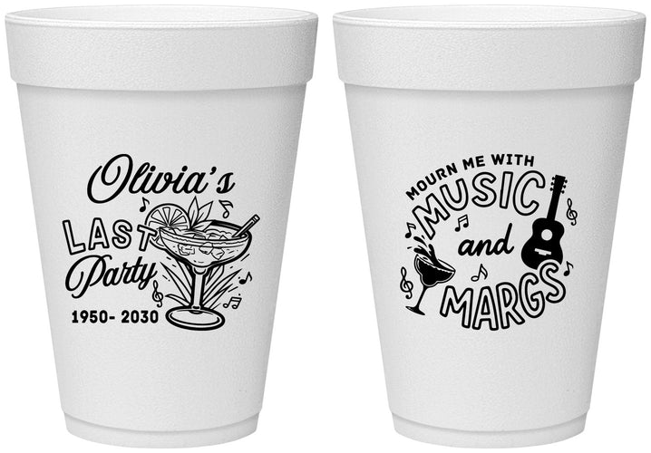 Personalized Memorial 16 oz Foam Cups - Mourn Me With Music | 310012