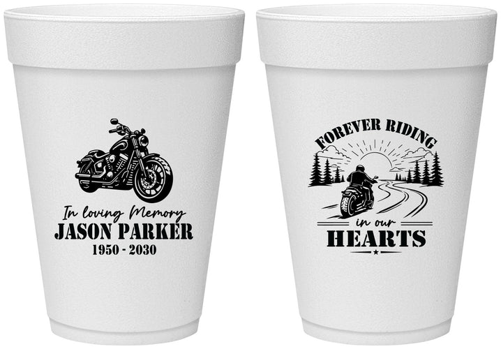 Personalized Memorial 16 oz Foam Cups - Riding In Our Hearts | 310014