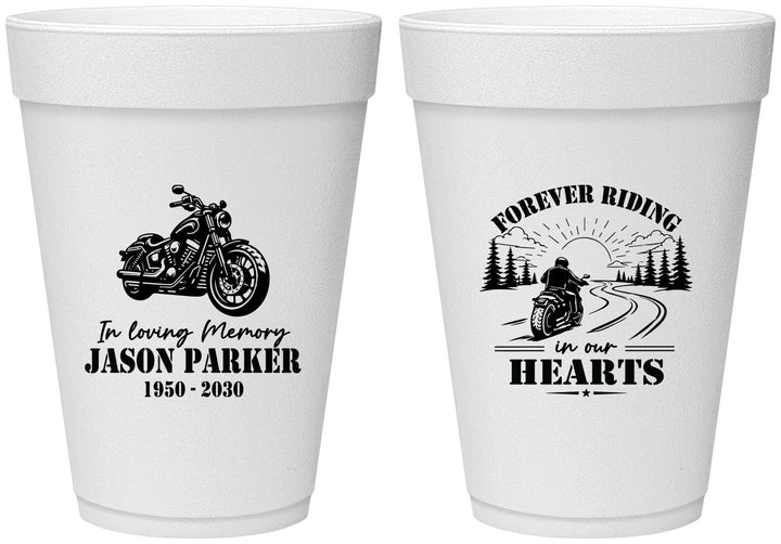 Personalized Memorial 16 oz Foam Cups - Riding In Our Hearts | 310014