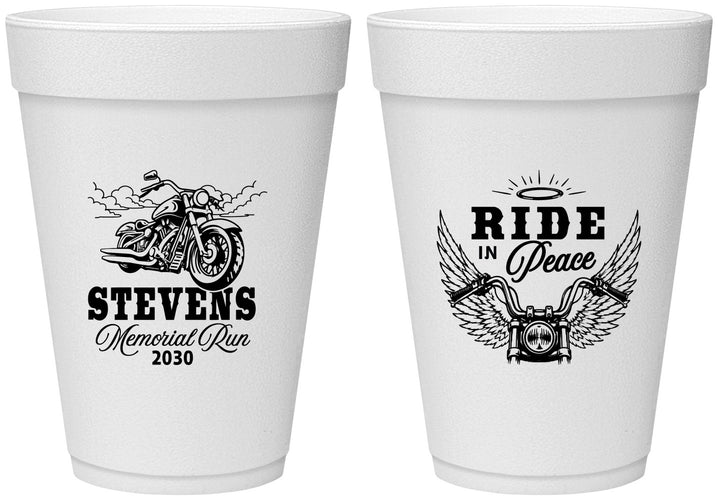 Personalized Memorial 16 oz Foam Cups - Ride In Peace | 310015