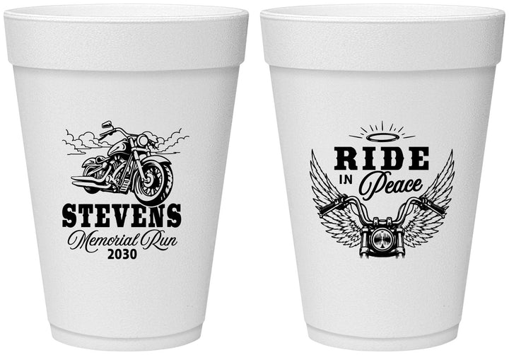 Personalized Memorial 16 oz Foam Cups - Ride In Peace | 310015