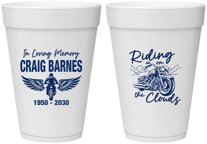 Personalized Memorial 16 oz Foam Cups - Riding On The Clouds | 310017