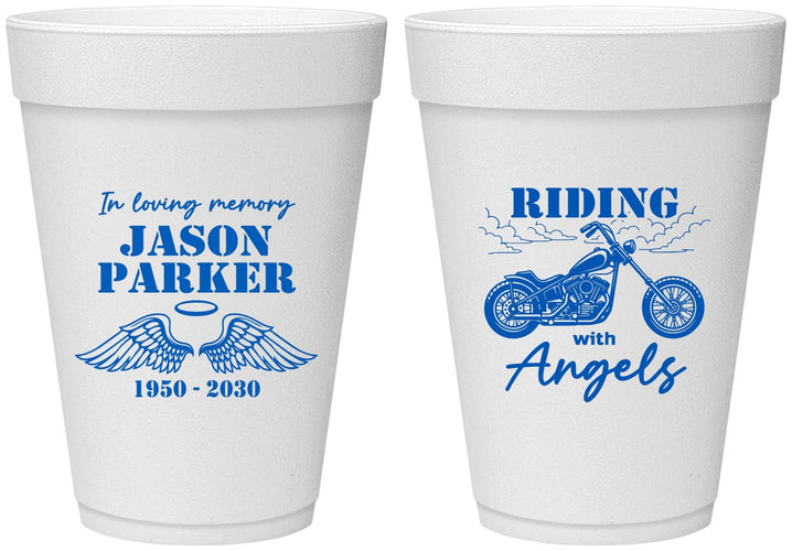 Personalized Memorial 16 oz Foam Cups - Riding With Angels | 310018