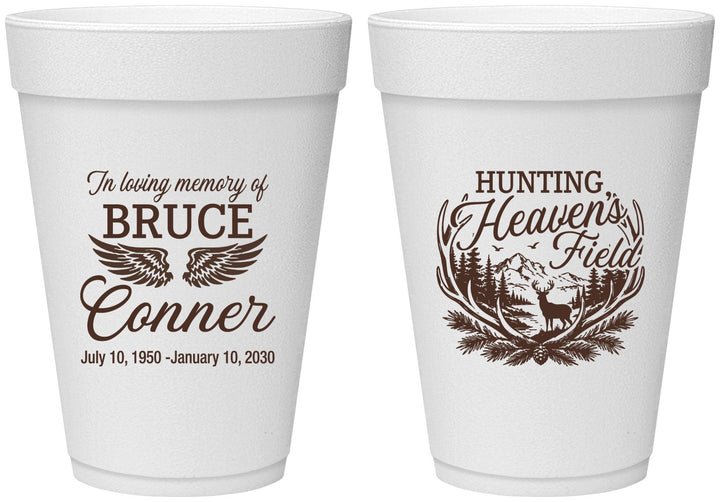 Personalized Memorial 16 oz Foam Cups - Hunting Heavens Field | 310021