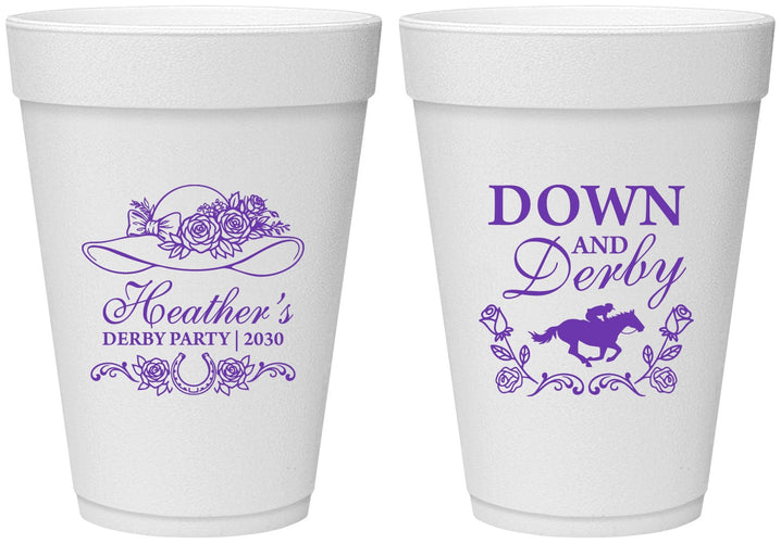 Personalized Derby Day 16 oz Foam Cups - Down And Derby | 320001