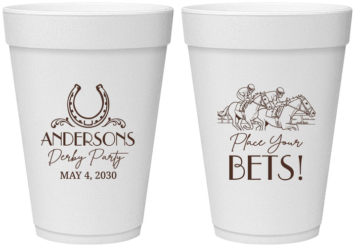 Personalized Derby Day 16 oz Foam Cups - Place Your Bets | 320003