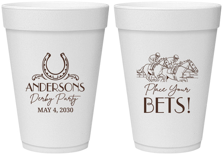 Personalized Derby Day 16 oz Foam Cups - Place Your Bets | 320003