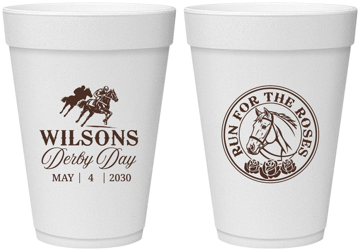 Personalized Derby Day 16 oz Foam Cups - Run For The Horses | 320006