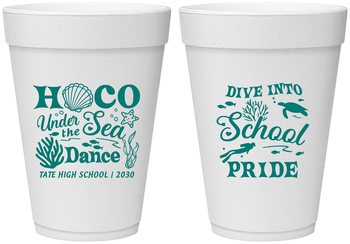 Personalized Homecoming 16 oz Foam Cups - Hoco Under The Sea | 330000