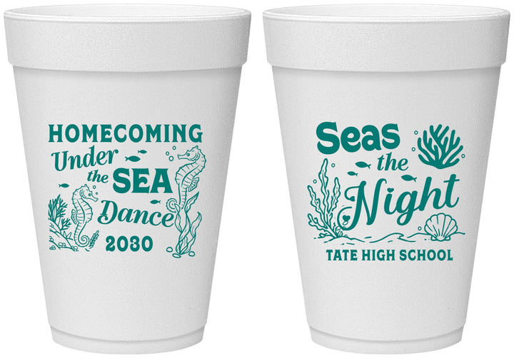 Personalized Homecoming 16 oz Foam Cups - Under The Sea Dance | 330001