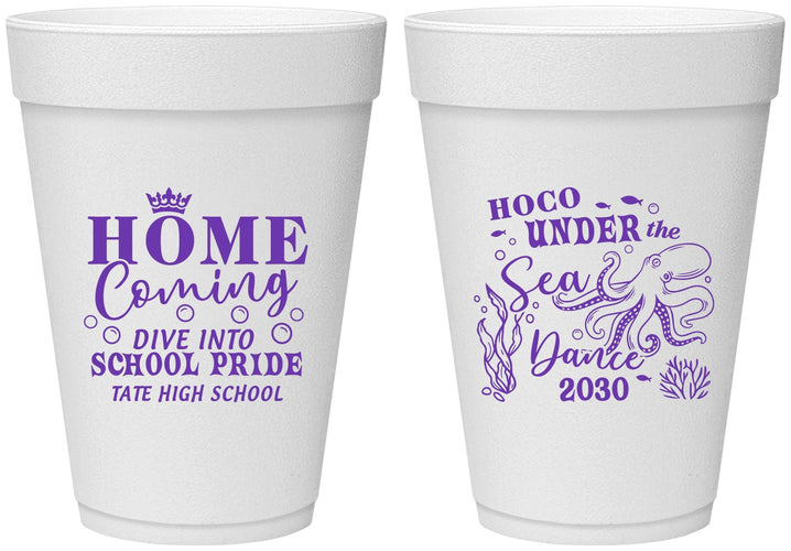 Personalized Homecoming 16 oz Foam Cups - Under The Sea Dance | 330002