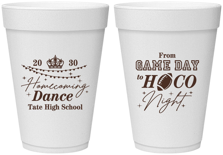 Personalized Homecoming 16 oz Foam Cups - Gameday To Hoco Night | 330005