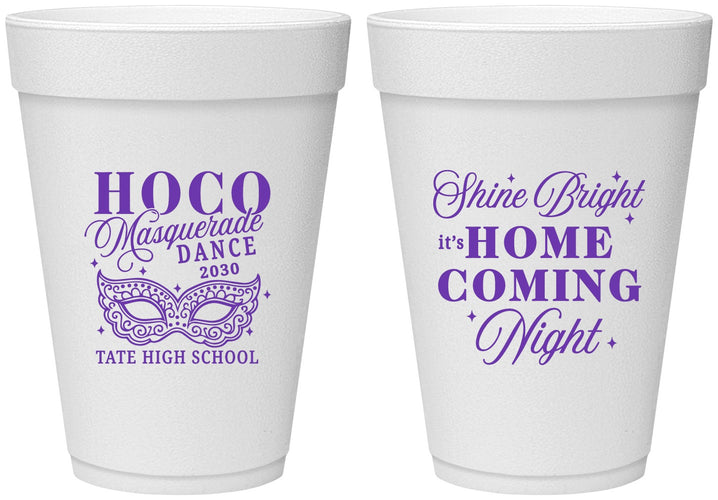 Personalized Homecoming 16 oz Foam Cups - Hoco Masquerade Dance | 330009