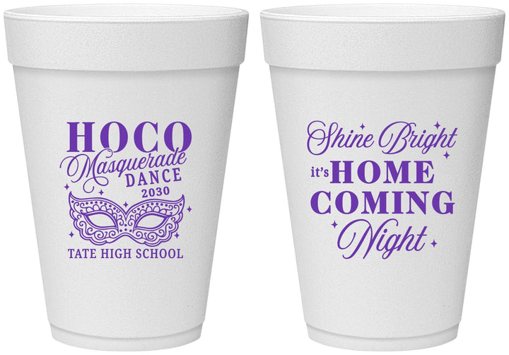 Personalized Homecoming 16 oz Foam Cups - Hoco Masquerade Dance | 330009