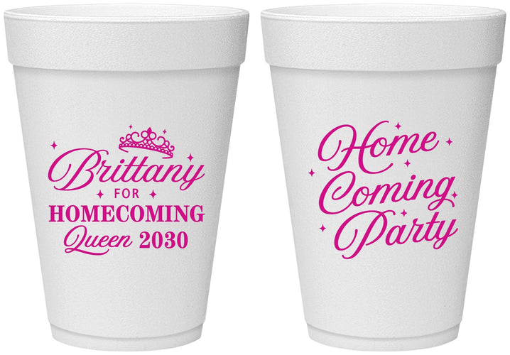 Personalized Homecoming 16 oz Foam Cups - Hoco Queen Vote | 330022