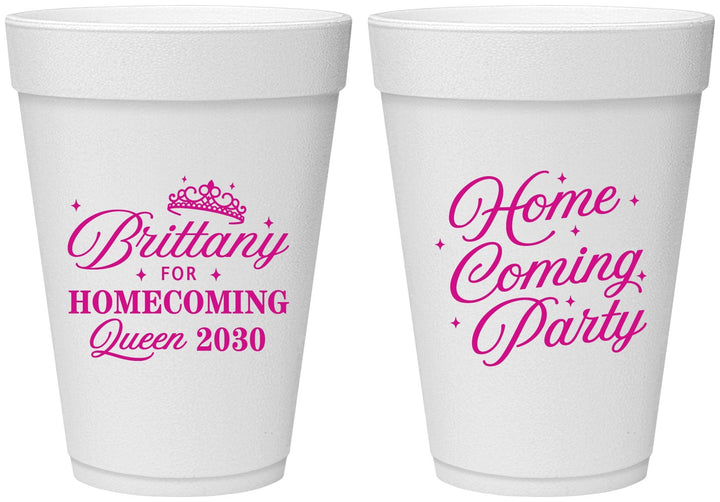 Personalized Homecoming 16 oz Foam Cups - Hoco Queen Vote | 330022
