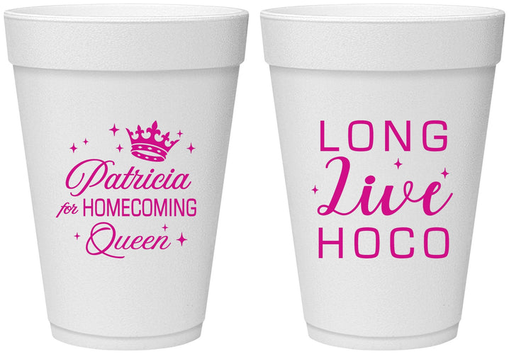 Personalized Homecoming 16 oz Foam Cups - Hoco Queen Vote | 330026