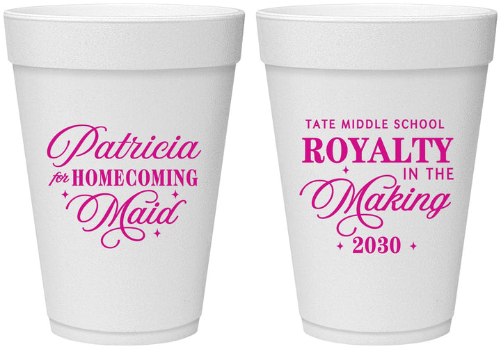 Personalized Homecoming 16 oz Foam Cups - Hoco Maid Vote | 330028