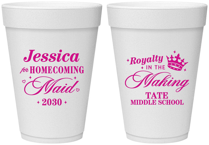 Personalized Homecoming 16 oz Foam Cups - Hoco Maid Vote | 330029