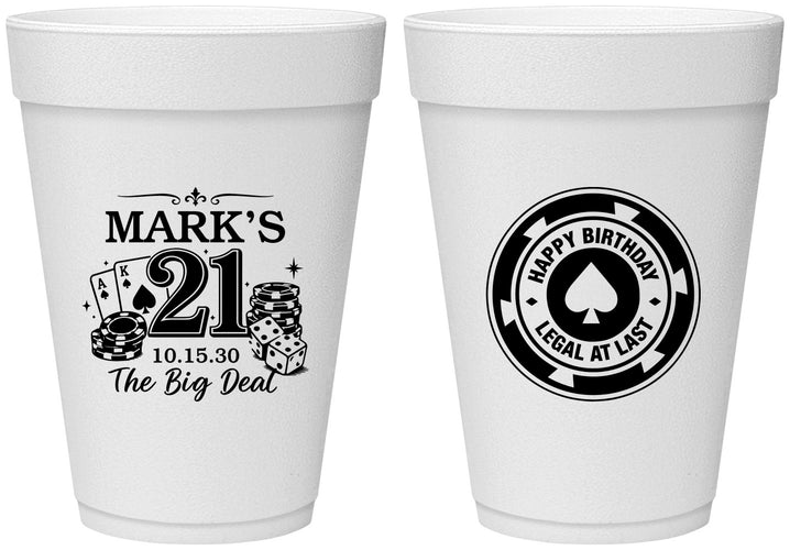 Personalized 21st Birthday 16 oz Foam Cups - Legal At Last Vegas | 340004