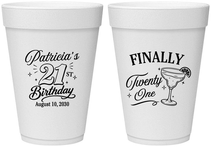 Personalized 21st Birthday 16 oz Foam Cups - Finally Twenty One | 340008