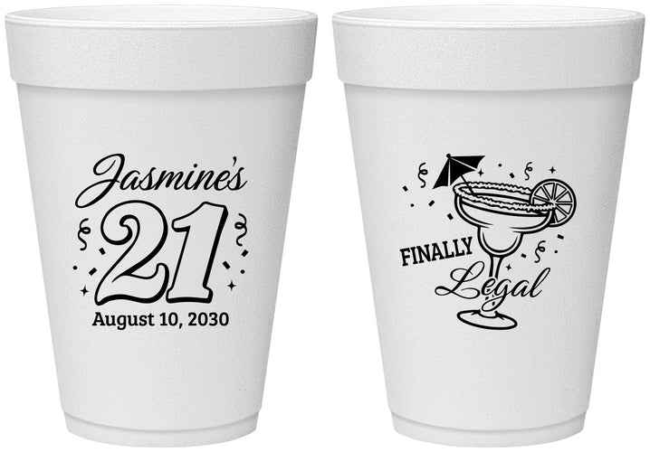 Personalized 21st Birthday 16 oz Foam Cups - Finally Legal | 340018