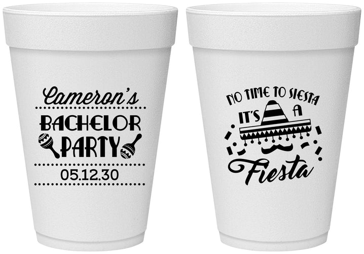 Personalized Bachelor Party 16 oz Foam Cups - Siesta Fiesta Mexican | 40000