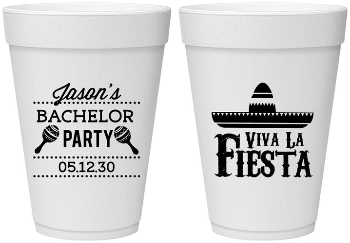 Personalized Bachelor Party 16 oz Foam Cups - Viva La Fiesta Mexican | 40001