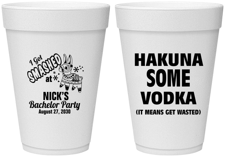 Personalized Bachelor Party 16 oz Foam Cups - Fiesta Mexican | 40004
