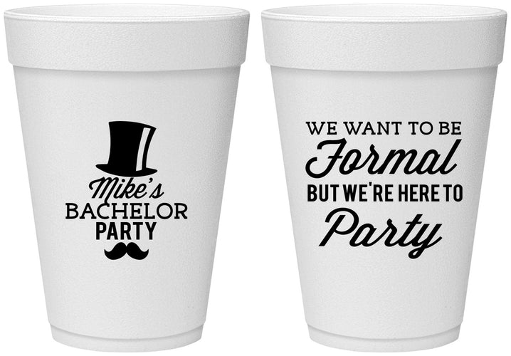 Personalized Bachelor Party 16 oz Foam Cups - Formal | 40007