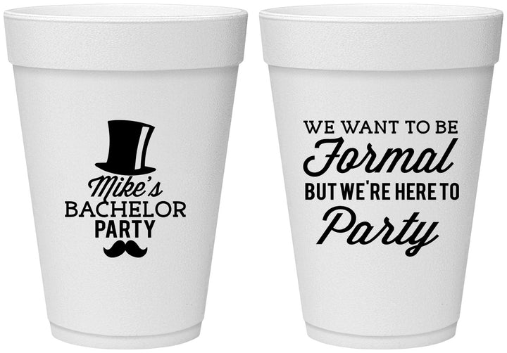 Personalized Bachelor Party 16 oz Foam Cups - Formal | 40007