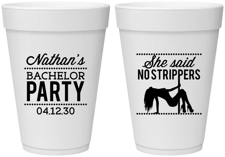 Personalized Bachelor Party 16 oz Foam Cups - Strip Club | 40008