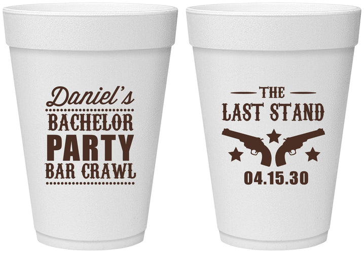 Personalized Bachelor Party 16 oz Foam Cups - The Last Stand | 40016