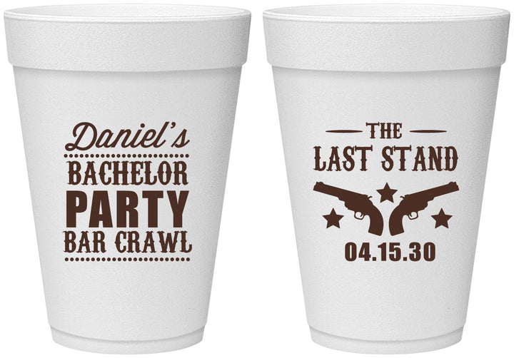 Personalized Bachelor Party 16 oz Foam Cups - The Last Stand | 40016