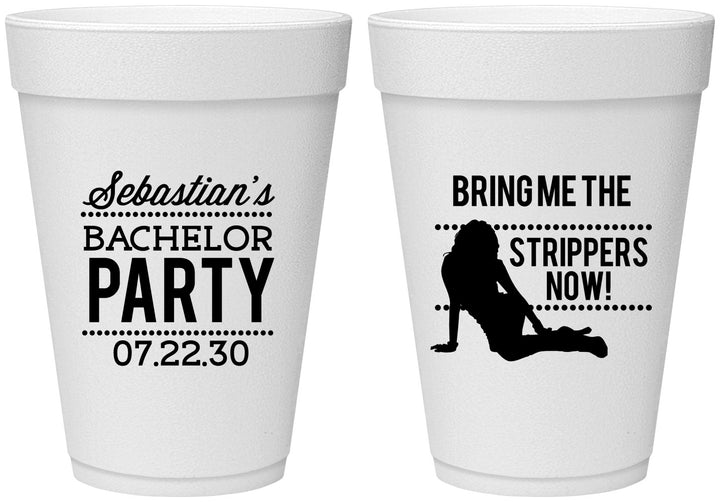 Personalized Bachelor Party 16 oz Foam Cups - Strip Club | 40017