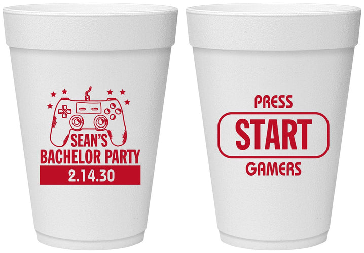 Personalized Bachelor Party 16 oz Foam Cups - Video Games | 40018