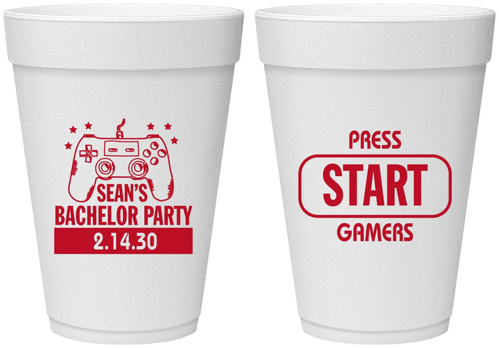 Personalized Bachelor Party 16 oz Foam Cups - Video Games | 40018