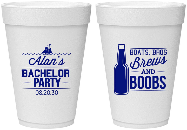 Personalized Bachelor Party 16 oz Foam Cups - Brews And Boobs | 40022