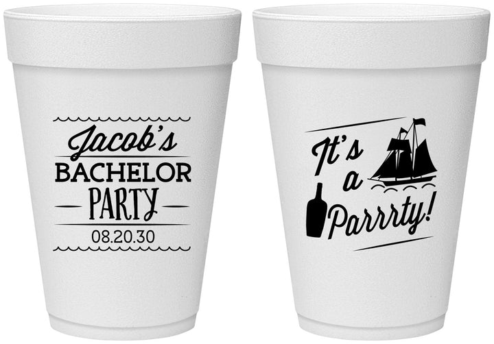 Personalized Bachelor Party 16 oz Foam Cups - Boat | 40023