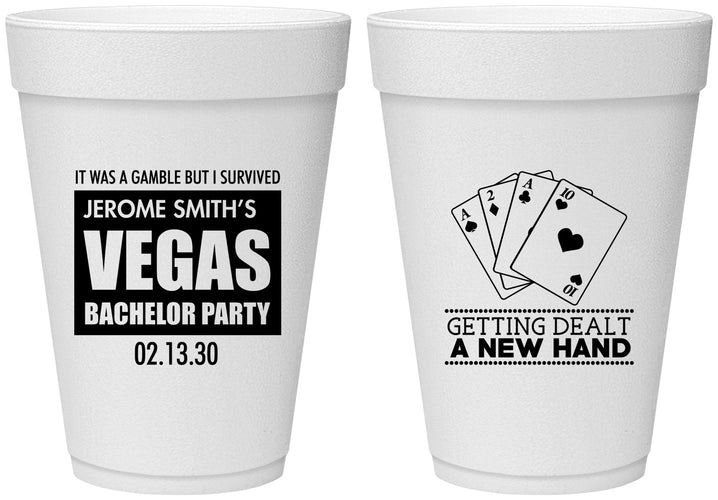 Personalized Bachelor Party 16 oz Foam Cups - Las Vegas | 40026