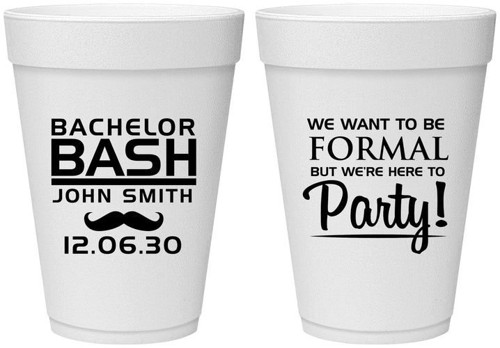 Personalized Bachelor Party 16 oz Foam Cups - Formal | 40030