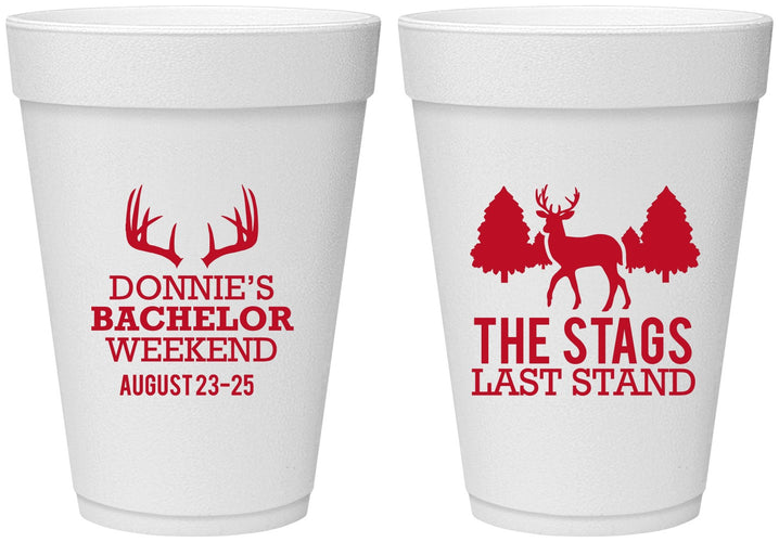 Personalized Bachelor Party 16 oz Foam Cups - Stags Last Stand | 40033