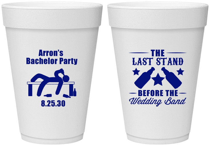 Personalized Bachelor Party 16 oz Foam Cups - The Last Stand | 40035