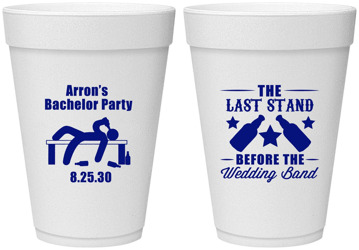 Personalized Bachelor Party 16 oz Foam Cups - The Last Stand | 40035